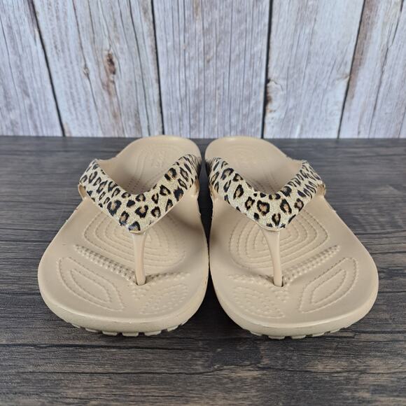 Crocs Kadee II Leopard Flip Flop Sandals Women's Sz 6 (VGC) - Picture 2 of 7